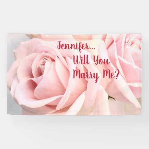 Will You Marry Me DIY Dp Red Name Pale Pink Roses Banner