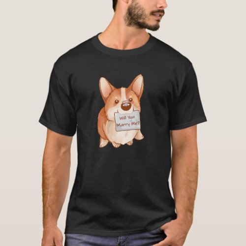Will you Marry me dog Breed corgi engagement ring  T_Shirt