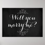 Will You Marry Me? Engagement Chalkboard Poster at Zazzle