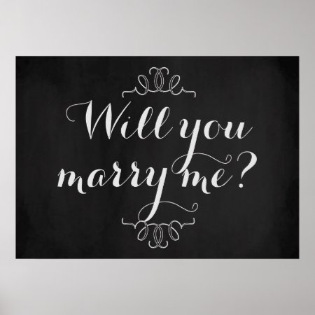 Will You Marry Me? Engagement Chalkboard Poster