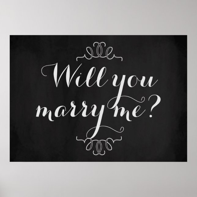 Will You Marry Me? Engagement Chalkboard Poster (Front)