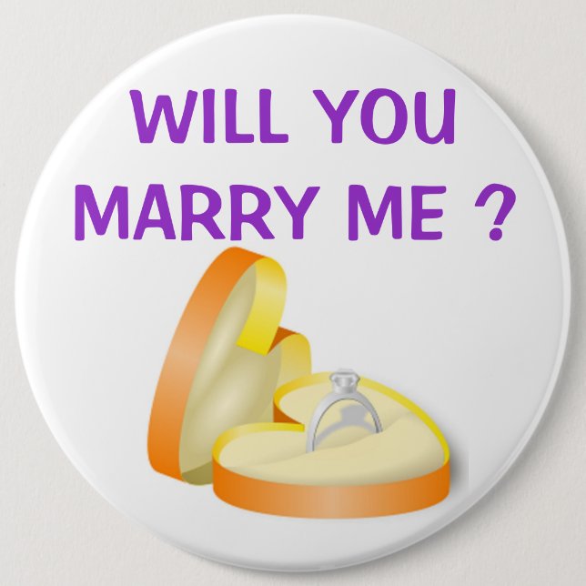 "WILL YOU MARRY ME ?" ENGAGEMENT RING BUTTON (Front)