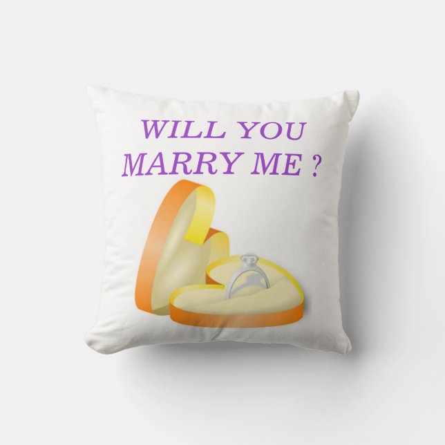 "WILL YOU MARRY ME ?" ENGAGEMENT RING THROW PILLOW (Front)