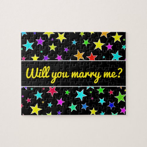 Will you marry me  Fun Colorful Stars Pattern Jigsaw Puzzle