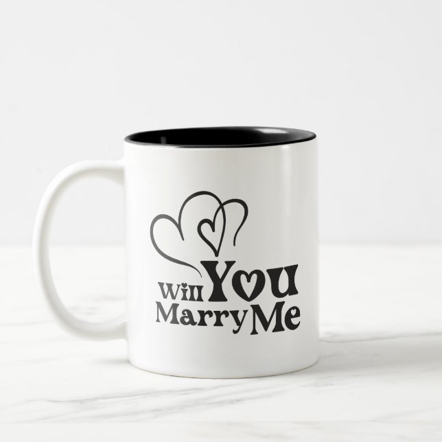 Will you marry me - Funny Wedding Proposal Two-Tone Coffee Mug (Left)