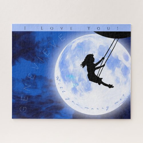 Will You Marry Me Girl Swing on Moon Jigsaw Puzzle