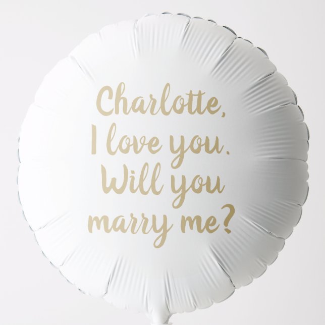 Will You Marry Me gold custom marriage proposal Balloon (Front)