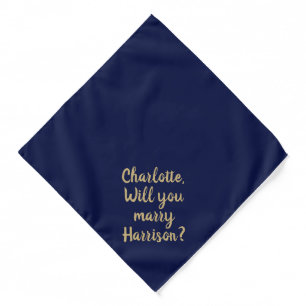 Will You Marry Me gold navy custom proposal dog Bandana