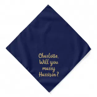 Will You Marry Me gold navy custom proposal dog Bandana