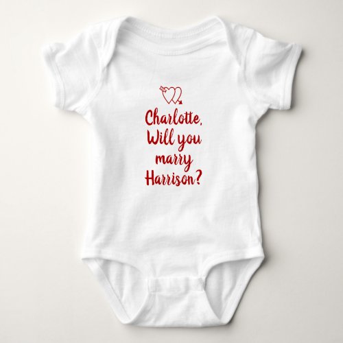Will You Marry Me heart custom marriage proposal  Baby Bodysuit