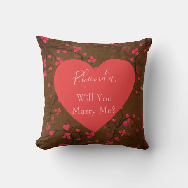 Will You Marry Me Heart Design Throw Pillow (Front)