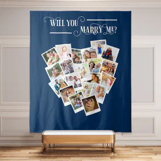 Will You Marry Me Heart Photo Collage Backdrop