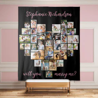 Will You Marry Me Heart Photo Collage Backdrop