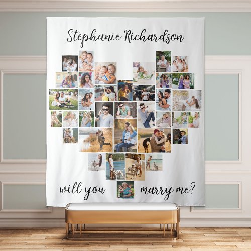 Will You Marry Me Heart Photo Collage Backdrop