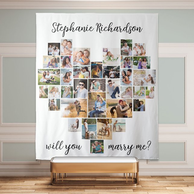 Will You Marry Me Heart Photo Collage Backdrop (Creator Uploaded)