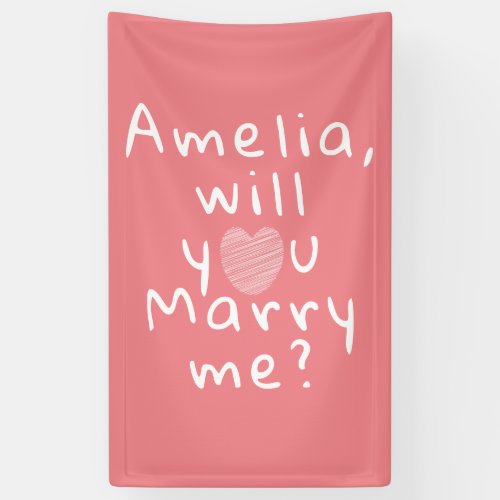 Will you marry me Heart Pink Romantic Proposal Banner