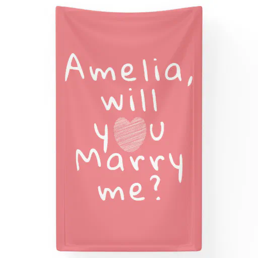 Will you marry me Heart Pink Romantic Proposal Banner