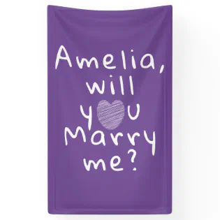 Will you marry me Heart Purple Romantic Proposal Banner