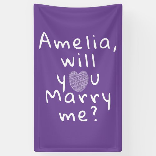 Will you marry me Heart Purple Romantic Proposal Banner