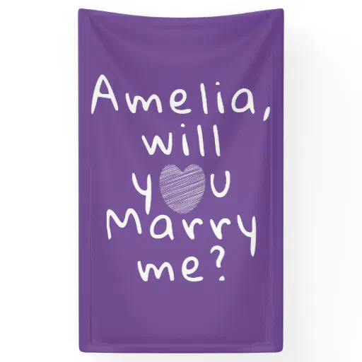 Will you marry me Heart Purple Romantic Proposal Banner