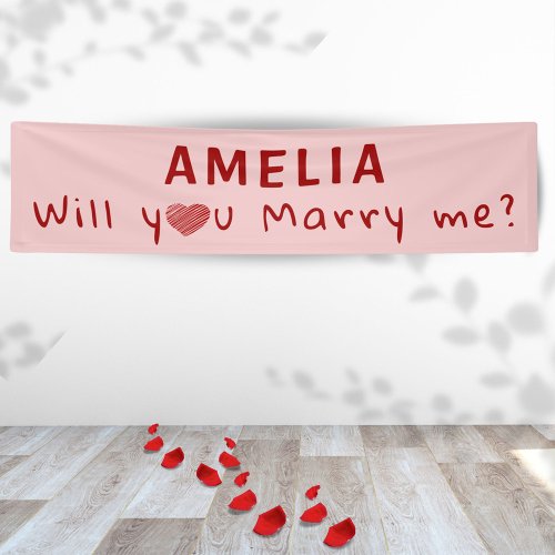 Will you marry me Heart Red Pink Romantic Proposal Banner