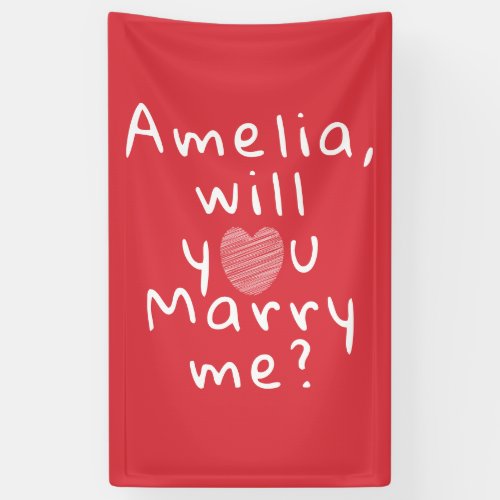 Will you marry me Heart Red Romantic Proposal Bann Banner