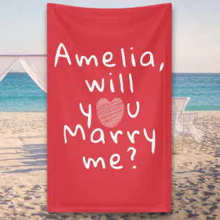 Will you marry me Heart Red Romantic Proposal Bann Banner