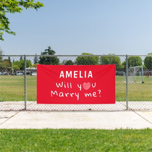 Will you marry me Heart Red Romantic Proposal Banner