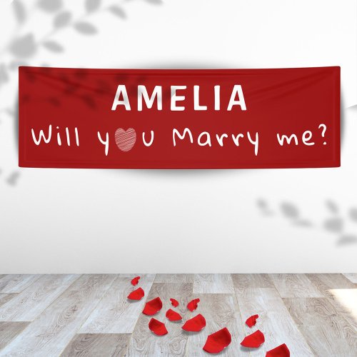 Will you marry me Heart Red Romantic Proposal Banner
