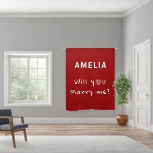 Will you marry me Heart Red Romantic Proposal Blackout Curtains