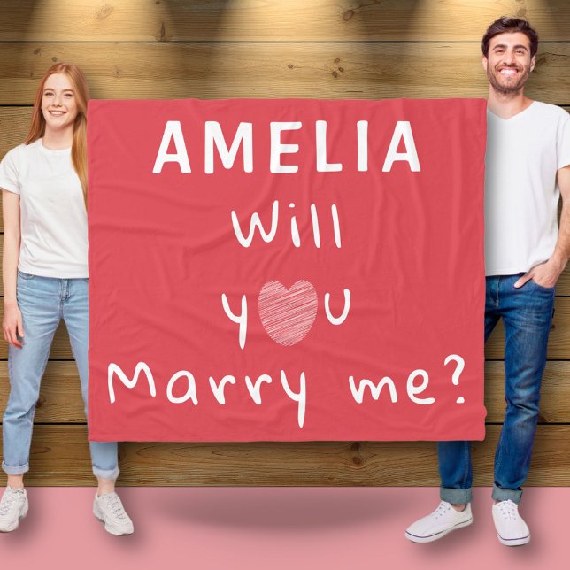 Will you marry me Heart Red Romantic Proposal Fleece Blanket (Creator Uploaded)