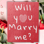 Will you marry me Heart Red Romantic Proposal Jigs Jigsaw Puzzle<br><div class="desc">Will you marry me Heart Red Romantic Proposal jigsaw puzzle. Will you marry me in modern white script typography with a white heart on a red background.</div>