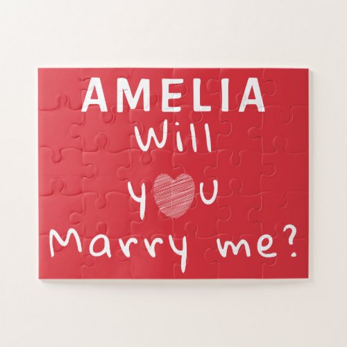 Will you marry me Heart Red Romantic Proposal Jigsaw Puzzle