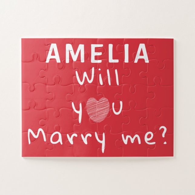 Will you marry me Heart Red Romantic Proposal Jigsaw Puzzle (Horizontal)