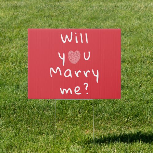 Will you marry me Heart Red Romantic Proposal Sign - Will you marry me Heart Red Romantic Proposal Sign. Will you marry me in modern white script typography with a white heart on a red background. 