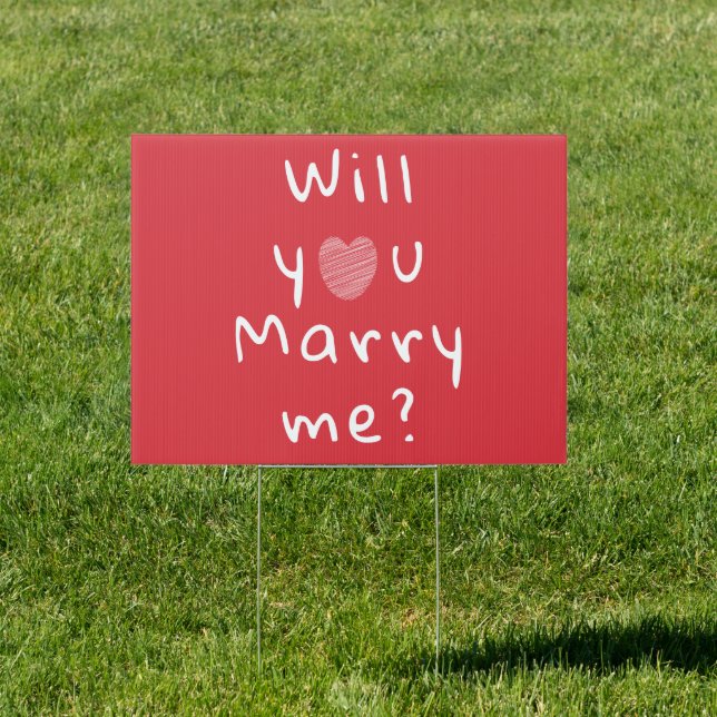 Will you marry me Heart Red Romantic Proposal Sign (Insitu)