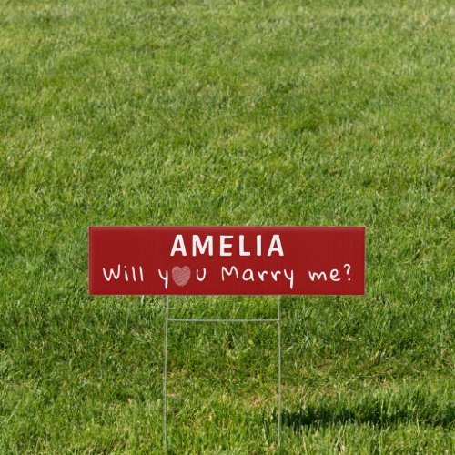 Will you marry me Heart Red Romantic Proposal Sign