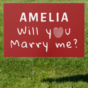 Will you marry me Heart Red Romantic Proposal Sign