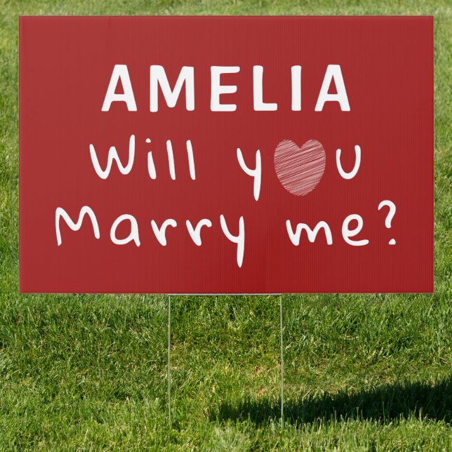 Will you marry me Heart Red Romantic Proposal Sign (Insitu)