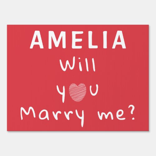 Will you marry me Heart Red Romantic Proposal Sign