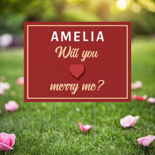 Will you marry me Heart Red Romantic Proposal Sign