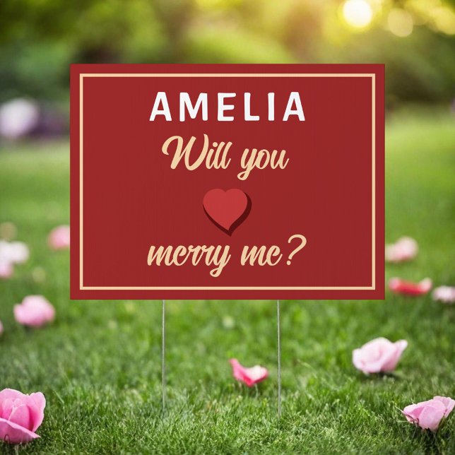Will you marry me Heart Red Romantic Proposal Sign (Creator Uploaded)