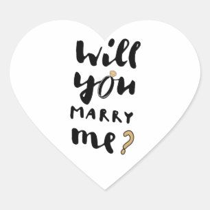Will you marry me heart sticker