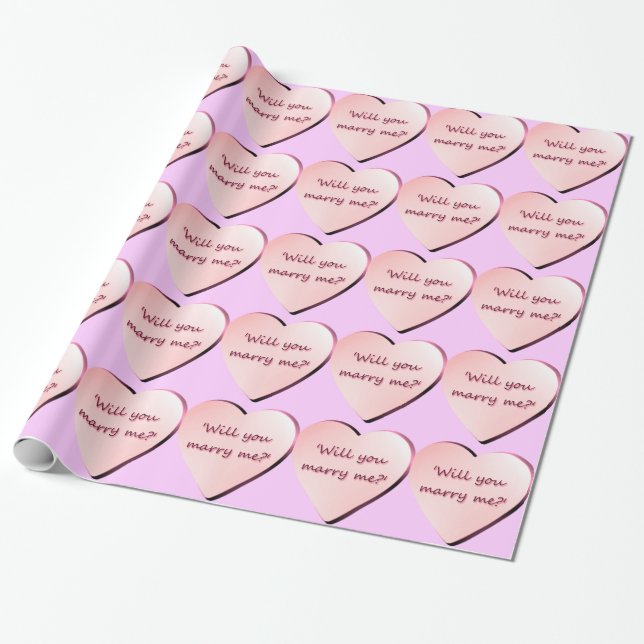 'Will you marry me' hearts Wrapping Paper (Unrolled)