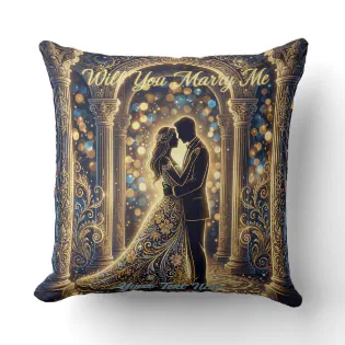 Will You Marry Me in an embrace Throw Pillow