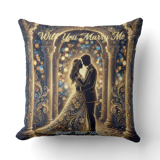Will You Marry Me in an embrace Throw Pillow