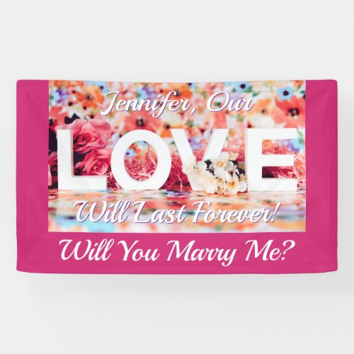 Will You Marry Me Love Photo Name Message Fuchsia Banner