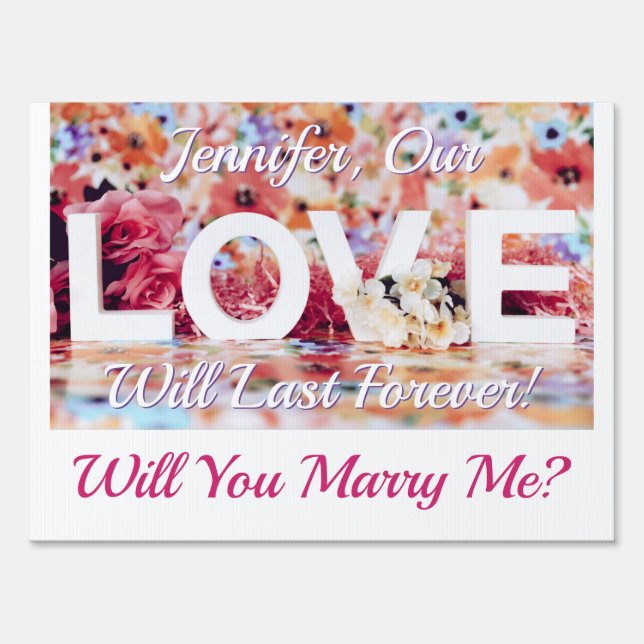 Will You Marry Me? Love Photo, Name & Messages Sign (Front)