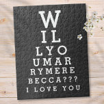 Will You Marry Me Marriage Custom Optician Chart Jigsaw Puzzle<br><div class="desc">Personalize your marriage proposal with this fun,  unique and memorable gift. Designed by Thisisnotme©</div>