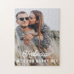 Will You Marry Me Marriage Proposal Couples Photo  Jigsaw Puzzle<br><div class="desc">Cute Will You Marry Me Marriage Proposal Couples Photo jigsaw puzzle to drop the question to your spouse! A unique wedding proposal idea with beautiful script font,  fully customizable by you.</div>